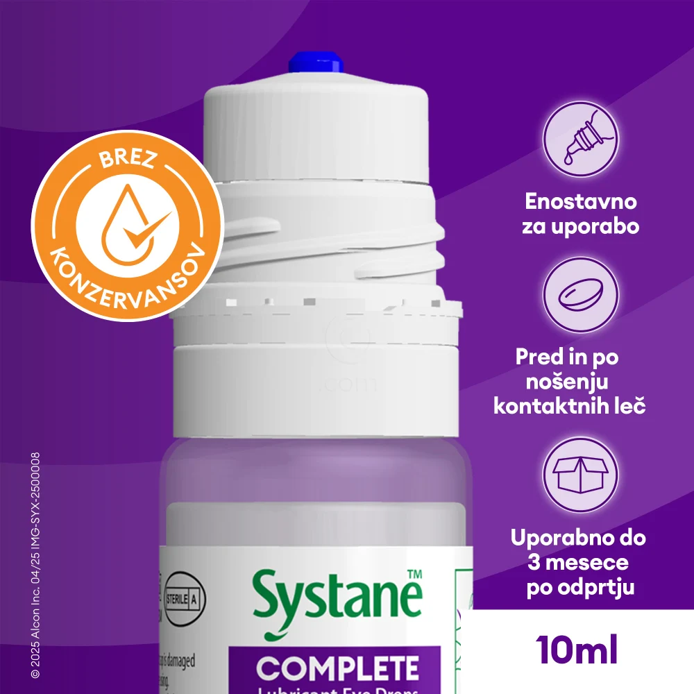 Systane Complete brez konzervansov, kapljice za oko (10 ml)